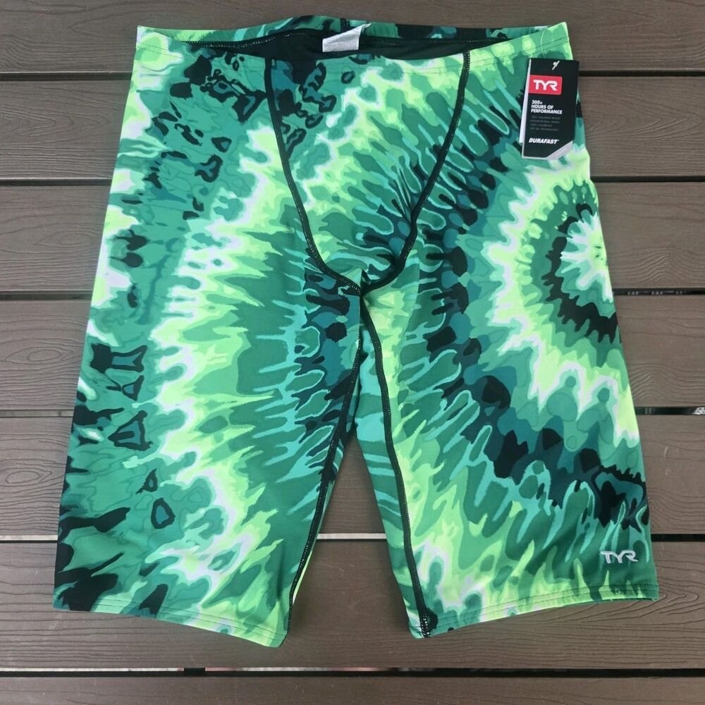 TYR Durafast Elite Men's Green Bohemian All Over Jammer SZ 38 New